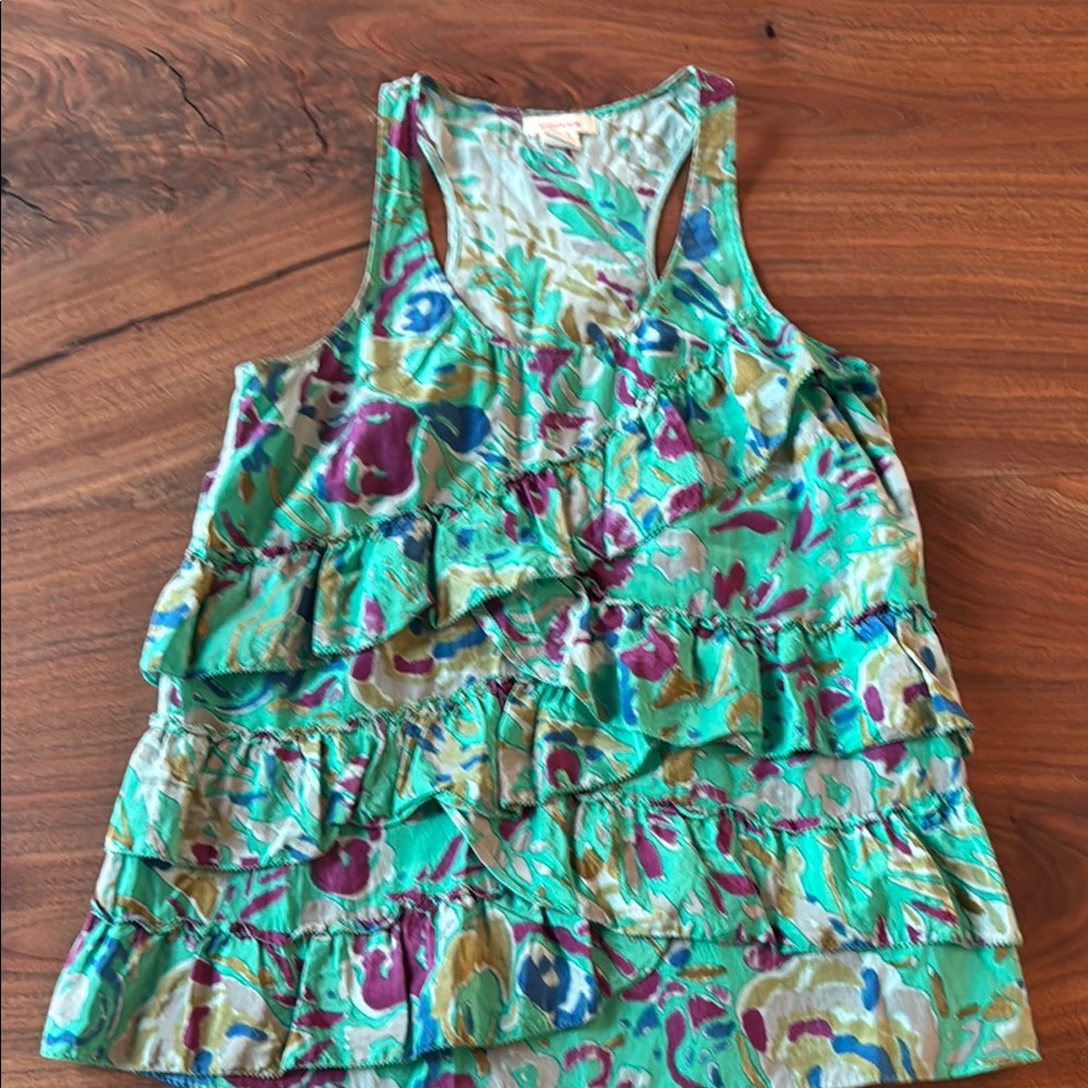 Sundance Floral Sleeveless Ruffle Top